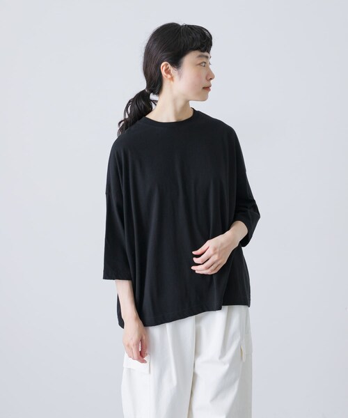 かぐれ（カグレ）の「ワイド6分袖プルオーバー（Tシャツ/カットソー・レディース・OFF/BROWN/BLACK・FREE）」の2枚目の写真
