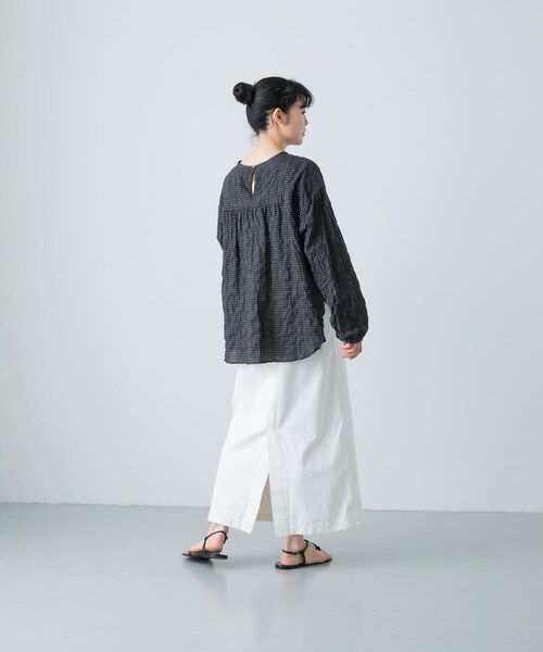 かぐれ（カグレ）の「『2サイズ展開』コットンストレートスカート（スカート・レディース・OFF/BLACK・0/1）」の4枚目の写真