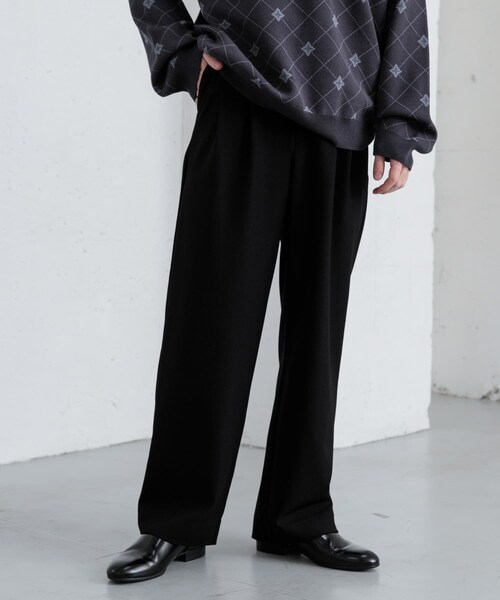 SENSE OF PLACE by URBAN RESEARCH（センスオブプレイスバイアーバンリサーチ）の「『イージーケア』ダブルタックワイドパンツ（その他パンツ・メンズ・CHARCOAL/BLACK/GREIGE/BLUE・S/M/L）」の6枚目の写真