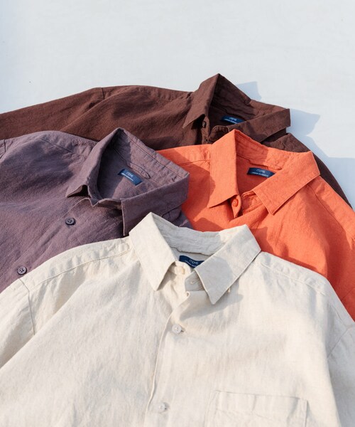 ITEMS URBANRESEARCH（アイテムズ アーバンリサーチ）の「『セットアップ対応』天然素材リネンコットンレギュラーカラー半袖シャツ（シャツ/ブラウス・メンズ・IVO/BRN/CHA/TERRACOTTA・M/L/XL）」の7枚目の写真