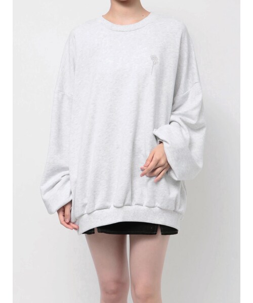 EATME（イートミー）の「エンブロイダリースウェットTOP（スウェット・レディース・アイボリー/ブラック/ピンク/ネイビー/グレー/ラベンダー・F）」の8枚目の写真