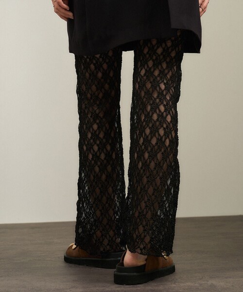 ADAM ET ROPE'（アダムエロペ）の「シアーレースレギンス［ストレッチ］（レギンス/スパッツ・レディース・ブラック/オフホワイト/ブラウン系・F）」の6枚目の写真