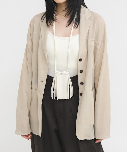 KBF（ケイビーエフ）の「フリンジマルチアクセサリー（ポーチ・レディース・BLACK/IVORY・One）」の6枚目の写真