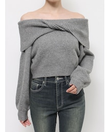 EVRIS | ツイストオフショルダーニットトップス(ニット/セーター)