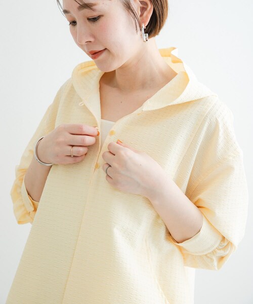 URBAN RESEARCH ROSSO（アーバンリサーチロッソ）の「F by ROSSO　サッカーストレッチアノラック（テーラードジャケット・レディース・CHECK/WHITE/YELLOW・FREE）」の21枚目の写真