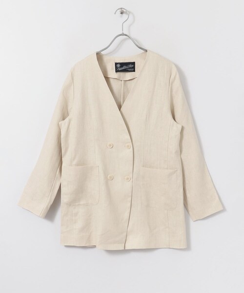 URBAN RESEARCH Sonny Label（アーバンリサーチサニーレーベル）の「リネンノーカラージャケット（ノーカラージャケット・レディース・エクリュ/ネイビー/グレージュ・FREE/Free）」の9枚目の写真