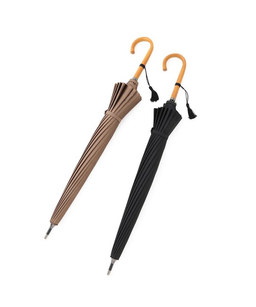 ADAM ET ROPE'(アダムエロペ)の「【30th】別注 裏縞長傘16本骨 / 雨晴兼用55cm(長傘・レディース・ブラック/キャメル系・F)」の6枚目の写真