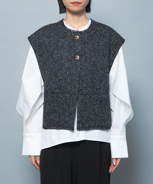 URBAN RESEARCH ROSSO（アーバンリサーチロッソ）の「『別注』CHIGNON×ROSSO　ツイードショートベスト（ベスト・レディース・WHITE/BLACK・Free）」の19枚目の写真