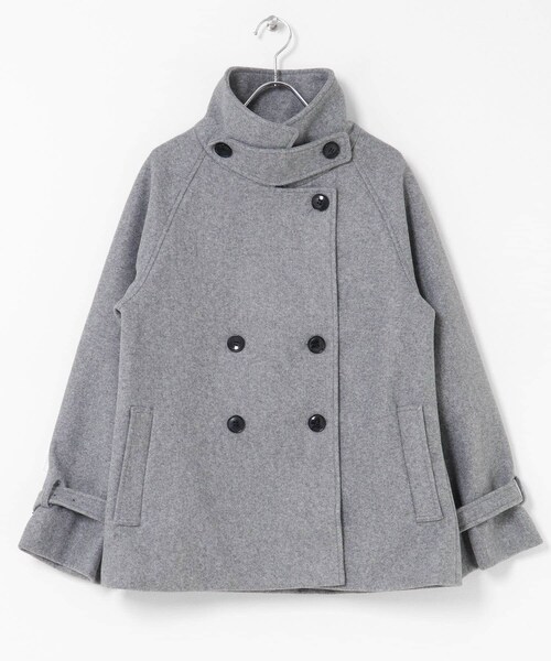 URBAN RESEARCH Sonny Label（アーバンリサーチサニーレーベル）の「メルトンジャージースタンドカラーコート（テーラードジャケット・レディース・チャコール/グレー/ベージュ・FREE）」の21枚目の写真