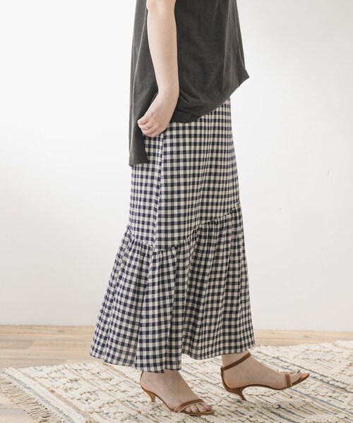 URBAN RESEARCH ROSSO（アーバンリサーチロッソ）の「F by ROSSO　ギンガムチェックマーメイドスカート（スカート・レディース・BEIGE/NAVY・36/38）」の11枚目の写真