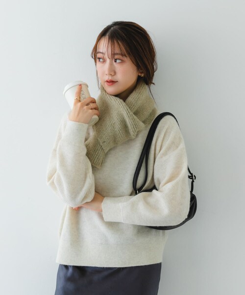 RODE SKO（ロデスコ）の「メランジロングマフラー（マフラー・レディース・BEIGE/CHARCOAL/BLUE・one）」の17枚目の写真