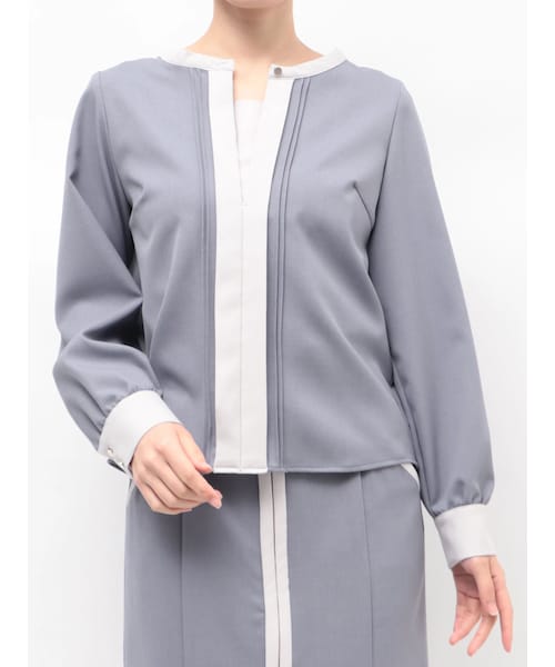 TONAL（トーナル）の「バイカラーピンタック2WAYブラウス（シャツ/ブラウス・レディース・オフホワイト/ブルー/ネイビー・M）」の4枚目の写真