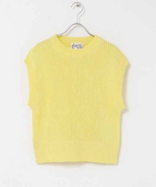 かぐれ(カグレ)の「Charpentier de vaisseu COTTON NO-SLEEVE KNIT(ベスト・レディース・D.GRY/L.YEL・1)」の1枚目の写真
