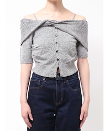 EMODA | WIDE RIB TWIST OFF SHOULDER KN(ニット/セーター)