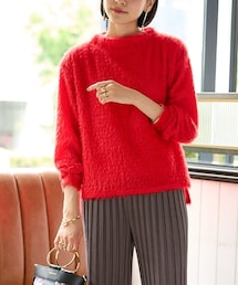 nissen | 大きいサイズ ヘアリーニットソーボトルネックプルオーバー(ニット/セーター)