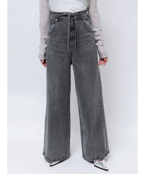 MERCURYDUO（マーキュリーデュオ）の「【OUNNOUN】ハイライズワイドレッグデニム（その他・レディース・グレー/ブルー・S/M）」の5枚目の写真