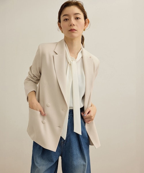 ROPE'（ロペ）の「バックサテンダブルブレストジャケット（テーラードジャケット・レディース・ベージュ/ネイビー/ネイビー系/ブラック・36/38）」の10枚目の写真