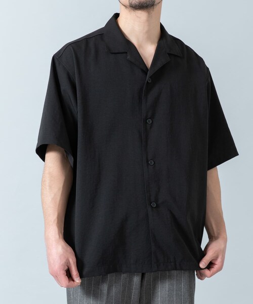 URBAN RESEARCH ROSSO（アーバンリサーチロッソ）の「『WEB限定』『セットアップ対応/XLサイズあり』リネンライクオープンカラー半袖オーバーシャツ（シャツ/ブラウス・メンズ・BLACK/LIGHT GRAY/NAVY・M/L/XL）」の17枚目の写真