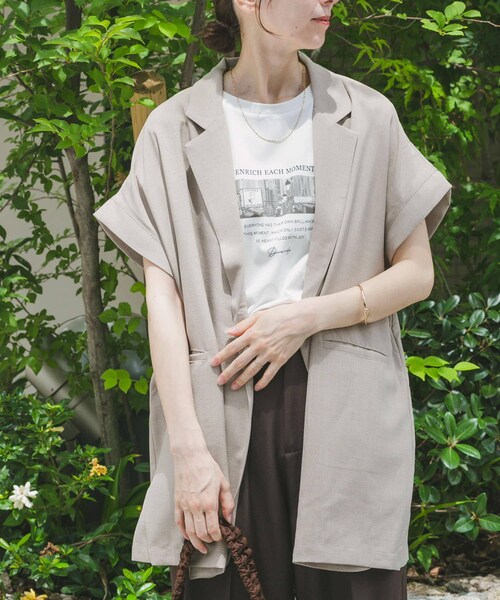 ITEMS URBANRESEARCH（アイテムズ アーバンリサーチ）の「リネンライクジレ（ベスト・レディース・BLK/BEG・FREE）」の2枚目の写真