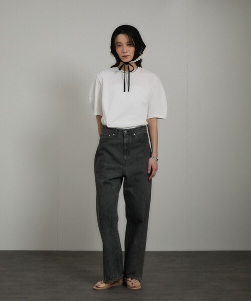 ADAM ET ROPE'（アダムエロペ）の「クロシェバブーシュカ/スカーフ（バンダナ/スカーフ・レディース・ブラック/オフホワイト・F）」の4枚目の写真