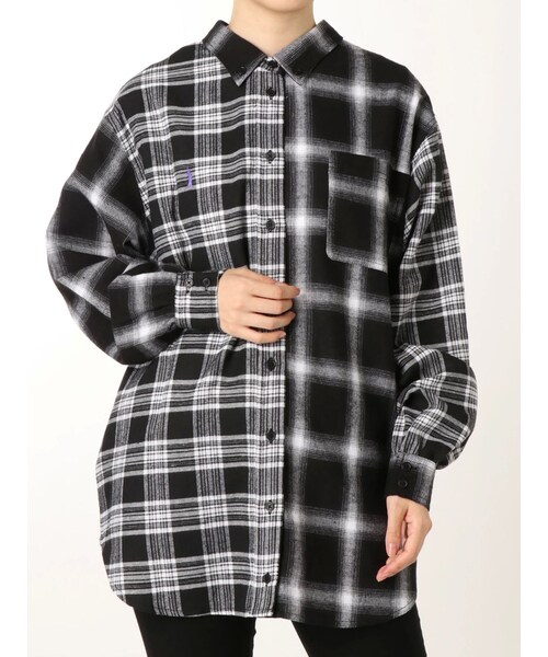 jouetie(ジュエティ)の「EASTBOY ブロッキング2WAYネルシャツ(シャツ/ブラウス・レディース・ミックス/レッド/ブラック・M)」の2枚目の写真