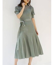 MERCURYDUO | シアースリーブプリーツニットワンピース(ワンピース)