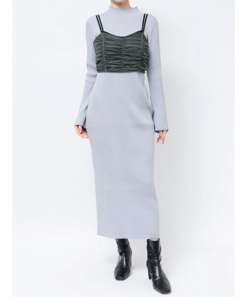 LAGUNAMOON（ラグナムーン）の「チュールビスチェセットニットワンピース（ワンピース・レディース・ブラック/アイボリー/アイスブルー・S/M）」の8枚目の写真