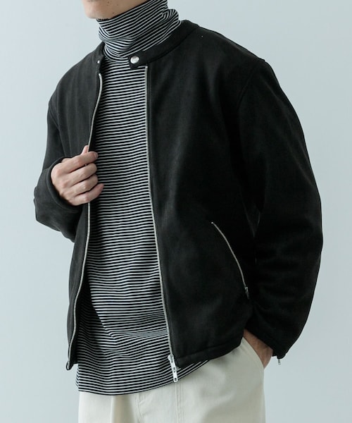 ITEMS URBANRESEARCH（アイテムズ アーバンリサーチ）の「裏フリース F.S. シングル ライダース（ライダースジャケット・メンズ・BLK/BRN/CHA・M/L）」の4枚目の写真