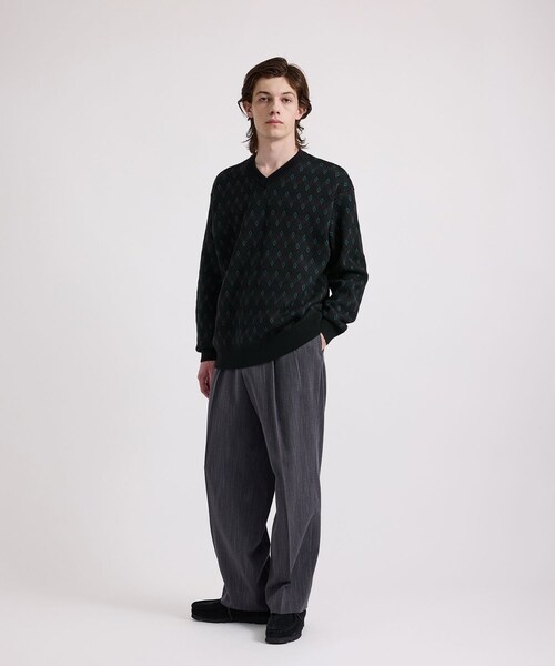 Saturdays NYC（サタデーズ ニューヨークシティ ）の「Charles Jacquard Vneck Sweater（ニット/セーター・レディース・ブラック/オリーブ・L/M/S/XL）」の17枚目の写真