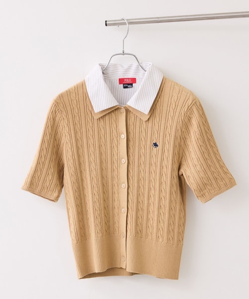 VIS(ビス)の「【POLO BCS】VIS別注ケーブルドッキング衿付きカーディガン(カーディガン/ボレロ・レディース・グレー/ベージュ/ネイビー・F)」の2枚目の写真