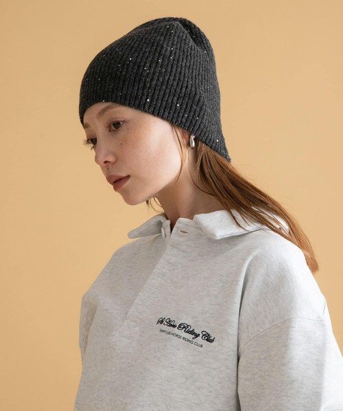 URBAN RESEARCH Sonny Label（アーバンリサーチサニーレーベル）の「スパンコールラメニット帽（ニットキャップ/ビーニー・レディース・グレー/チャコール・one）」の14枚目の写真