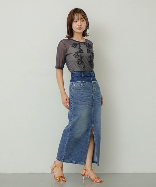 SENSE OF PLACE by URBAN RESEARCH（センスオブプレイスバイアーバンリサーチ）の「レイヤードデニムスカート（デニムスカート・レディース・ONE WASH/L.INDIGO・S/M）」の15枚目の写真