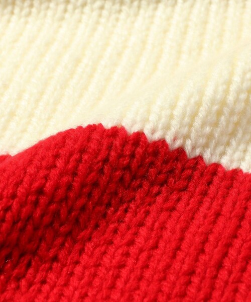 ADAM ET ROPE'（アダムエロペ）の「【RICE NINE TEN/ライス ナイン テン】HAND KNITTED STRIPED SCARF（マフラー・メンズ・ブルー/レッド・F）」の5枚目の写真