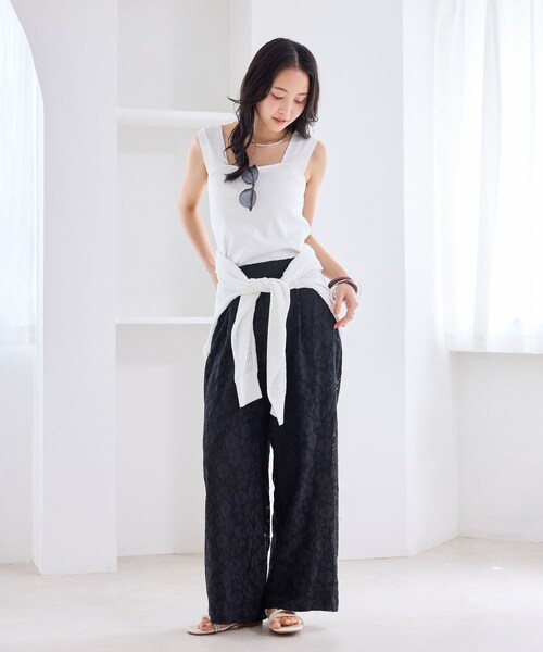 VIS(ビス)の「レースワイドパンツ(その他パンツ・レディース・ブラック/ホワイト・F)」の21枚目の写真