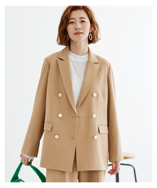 nissen（ニッセン）の「ダブルジャケット【OtonaSMILE】la farfa ２４年５月号掲載（ジャケット/アウター・レディース・キャメル/ダークネイビー/モカ・M/L/LL/3L/4L/5L/6L）」の11枚目の写真