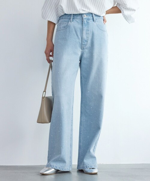 ROPE' PICNIC（ロペピクニック）の「パールキラキラビジューデニム（デニムパンツ・レディース・ネイビー/ブルー/ブラック系・L/M/S）」の20枚目の写真