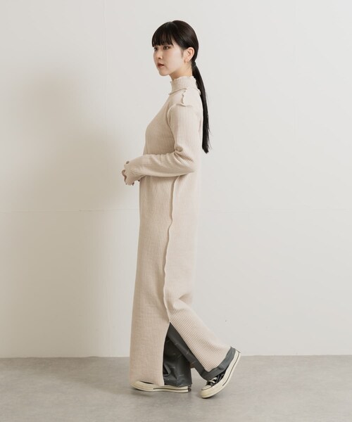 THE GOODLAND MARKET（ザグッドランドマーケット）の「&her　Smooth Rib Onepiece（ワンピース・レディース・CHARCOAL/OFF・FREE）」の8枚目の写真