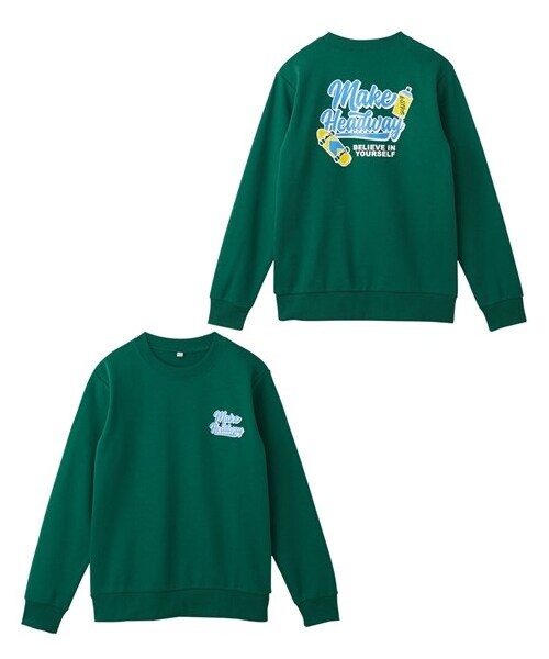 nissen（ニッセン）の「プリントスウェットトレーナー（男の子・女の子）（スウェット・キッズ・ブルー/杢グレー×ネイビー/グリーン/黒・140/150/160）」の3枚目の写真