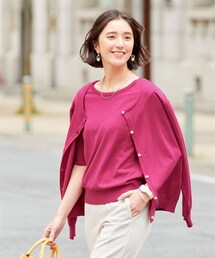 nissen | 大きいサイズ［優しい肌触りのド定番シリーズ］５分袖ニット（アンサンブル可）(ニット/セーター)