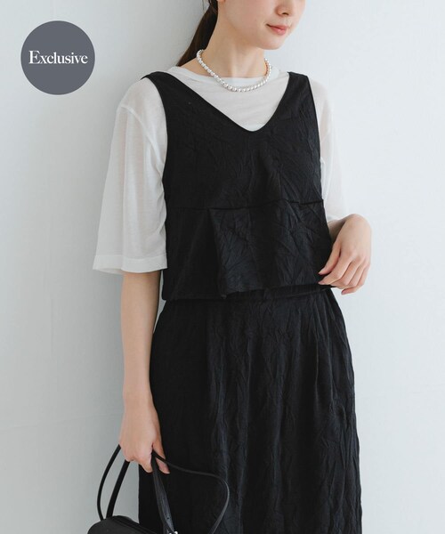 URBAN RESEARCH（アーバンリサーチ）の「『別注』GGG×URBAN RESEARCH　クロップドワッシャートップス（タンクトップ・レディース・BLACK/WHITE・FREE）」の3枚目の写真