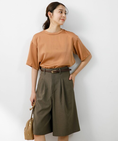 URBAN RESEARCH ROSSO（アーバンリサーチロッソ）の「『UR TECH DRYLUXE』F by ROSSO　タックハーフパンツ（その他パンツ・レディース・BLACK/BEIGE/MOCHA・36/38）」の13枚目の写真