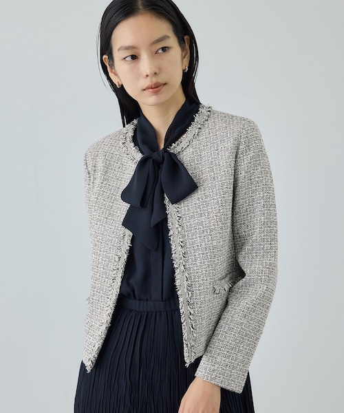 ROPE'（ロペ）の「ミックスツイードノーカラージャケット/26SS（ノーカラージャケット・レディース・ブラック系/オフホワイト/ネイビー・36/38/40）」の15枚目の写真