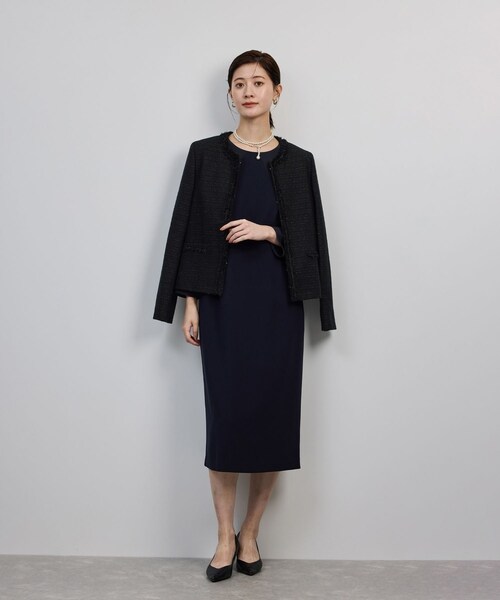 ROPE'(ロペ)の「ミックスツイードノーカラージャケット/セットアップ対応・25AW(ノーカラージャケット・レディース・ネイビー・36/38/40)」の11枚目の写真