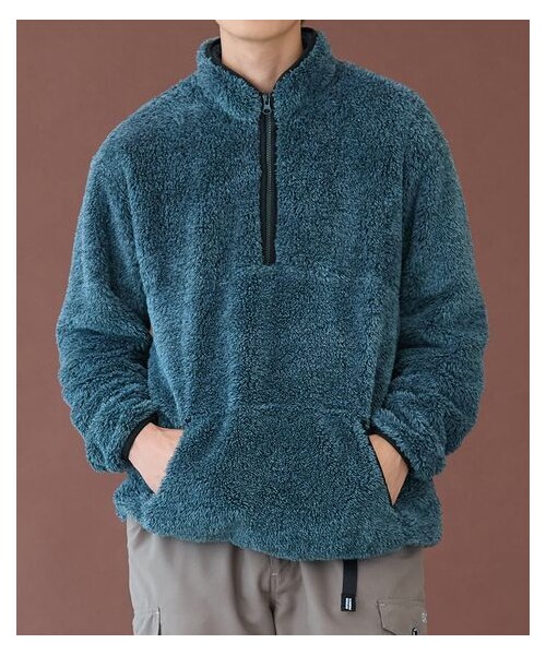 nissen（ニッセン）の「ふわもこボアフリースハーフジッププルオーバー【大きいサイズ有】（スウェット・メンズ・グレー系/ブルーグリーン系/ネイビー・M/L/LL/3L/4L/5L/6L/8L/10L）」の15枚目の写真