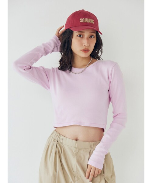 Ungrid（アングリッド）の「フィットショートロングスリーブTee（Tシャツ/カットソー・レディース・オフホワイト/ブラック/ピンク/グリーン・F）」の12枚目の写真
