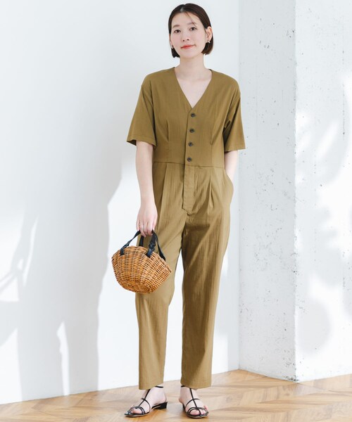 URBAN RESEARCH ROSSO（アーバンリサーチロッソ）の「F by ROSSO　ウエスト切り替えVネックオールインワン（サロペット/オーバーオール・レディース・KHAKI/GRAY・36/38）」の15枚目の写真