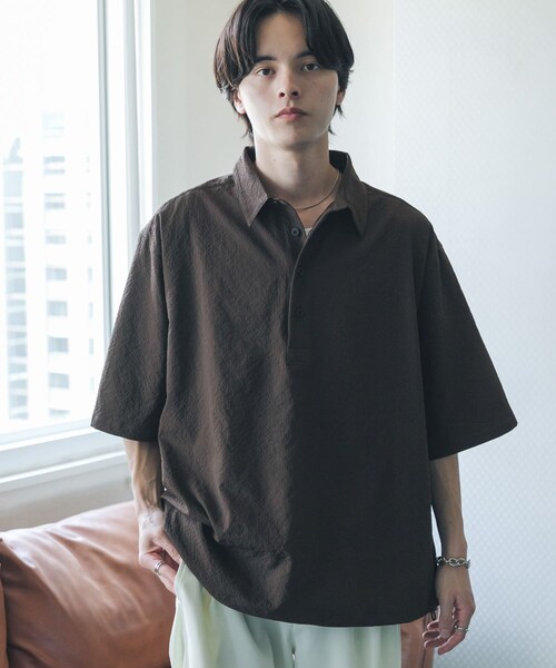 SENSE OF PLACE by URBAN RESEARCH(センスオブプレイスバイアーバンリサーチ)の「ルーズドロストプルオーバーシャツ(シャツ/ブラウス・メンズ・BROWN/GREEN/NAVY CHECK・M/L)」の6枚目の写真