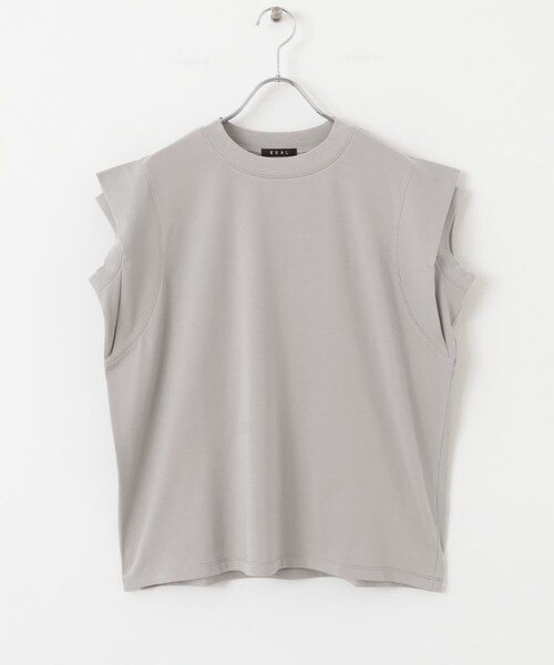 EKAL（エカル）の「T/Cプレーティング天竺フリルTシャツ（Tシャツ/カットソー・レディース・ライトグレージュ/アプリコット/Dブラウン・one）」の11枚目の写真