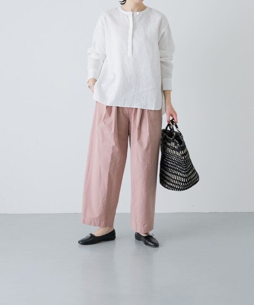 かぐれ（カグレ）の「リネンヘンリーワイドシャツ（シャツ/ブラウス・レディース・OFF/LIGHT GRAY/NAVY・Free）」の7枚目の写真