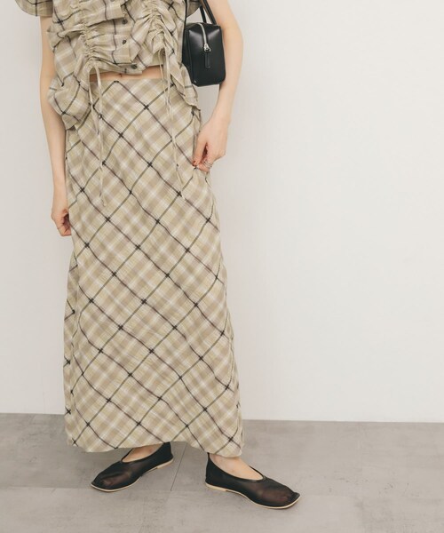 KBF（ケイビーエフ）の「シアーチェックIラインスカート（スカート・レディース・MOSS GRAY/BEIGE/BLUE・one）」の19枚目の写真